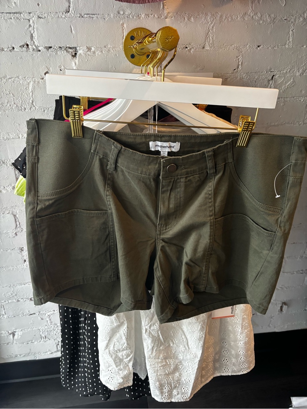 Motherhood Maternity Olive Utility Cargo Shorts NWOT